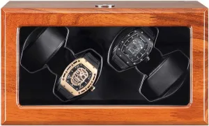 Wood Watches Winder Quiet Motor AC Adapter turmeric caterpillar Battery USB Powered 5 Rotation Modes Automatic Watches Winder Box 4 Solid 