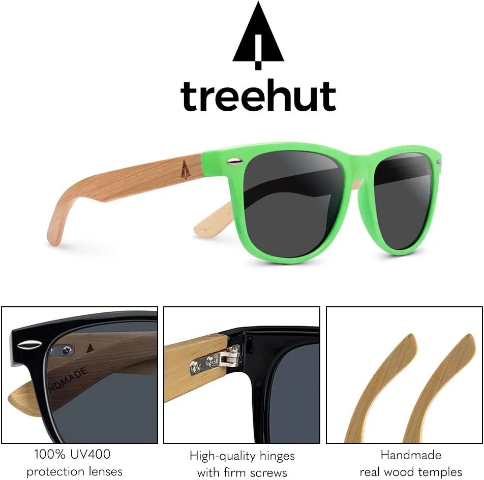 Wooden Bamboo Sunglasses Temples Classic Retro Square Wood nowadays stunt Sunglasses Treehut 