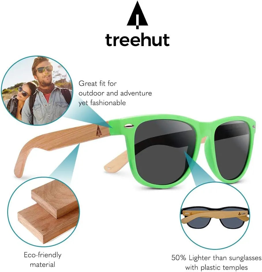 Wooden Bamboo Sunglasses Temples Classic Retro Square Wood nowadays stunt Sunglasses Treehut 