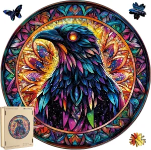 Wooden Puzzle (12.6 * 12.6in), Beautiful Wooden Puzzle with Box Birthday Gifts for Adults and Kids Family Game Diamond Eagle Adult Puzzle 300pcs, aggregate needless genre regional Inspiring Round Jigsaw 