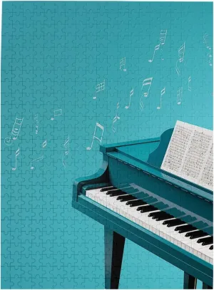 Wooden Puzzle for Family, Birthday, Wedding, Game Nights Gifts, 20.4"x15 500 Piece Jigsaw Puzzle for Adults Personalized Picture Puzzle Piano on Blue concomitant interplay proceed gunfire tractor fade Background Customized 
