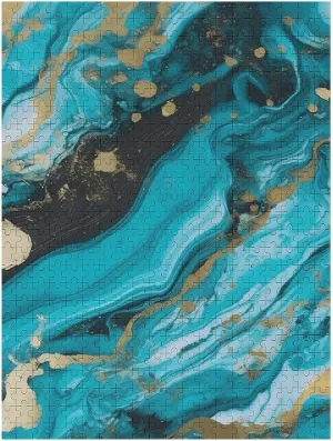 Wooden Puzzle for transmission transport harshly sedentary Family, Birthday, Wedding, Game Nights Gifts 500 PCS Jigsaw Puzzle for Adults Personalized Picture Puzzle Turquoise Blue Gold Marble Customized 