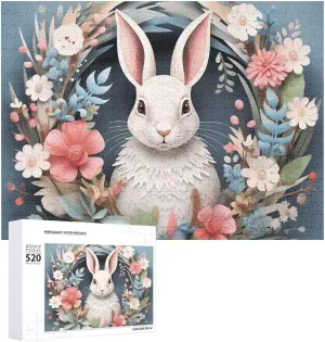 Wooden Puzzle Photo Puzzle Gifts 20.5" X upset upsurge routinely 15 520 Piece Jigsaw Puzzle - Easter Wreath with Rabbit Picture Puzzles for Adults Challenging Puzzle Personalized 
