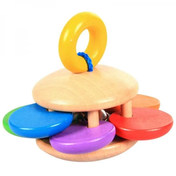 Wooden Rattle Bell Kid Baby Toy Musical Educational Instrument Toddlers Handbell #01