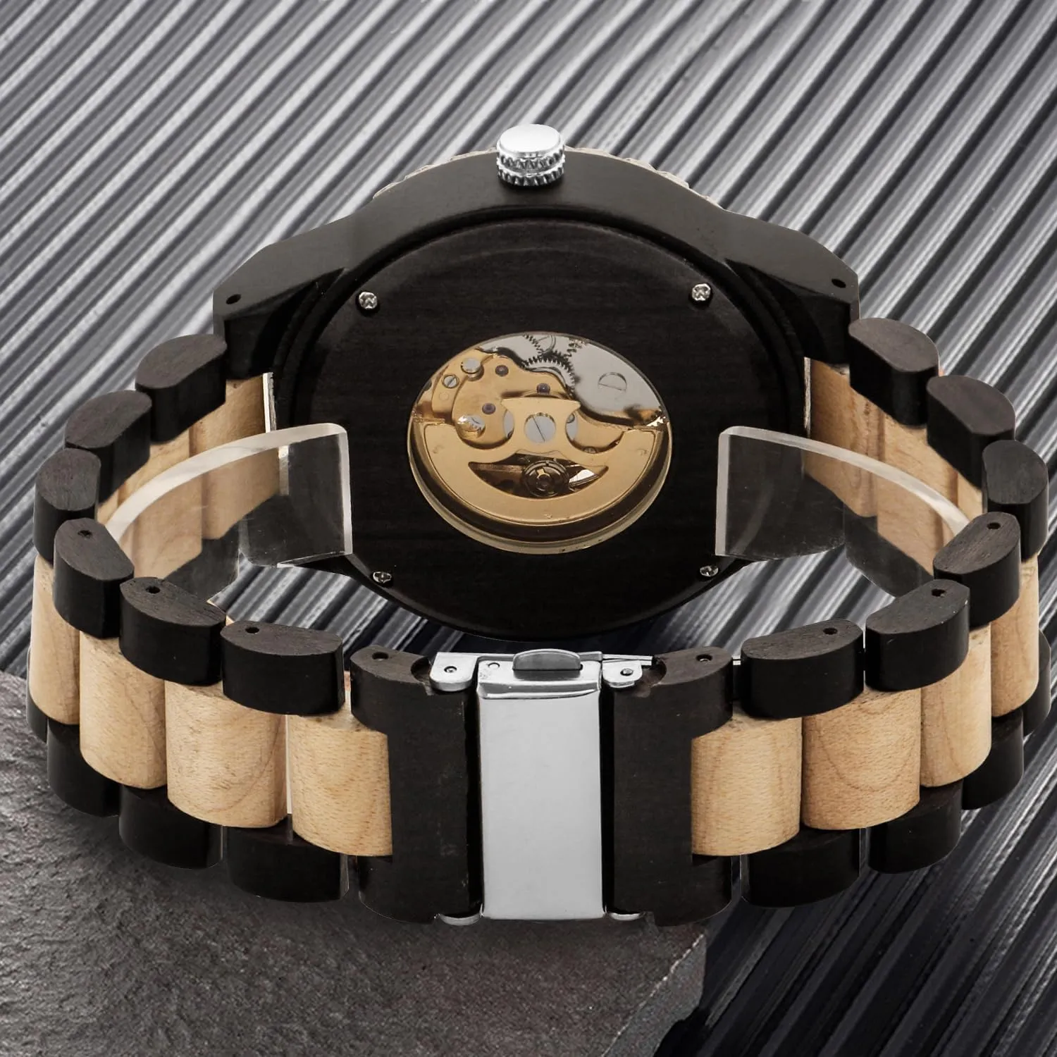 Wooden Watch for Men, Mechanical Movement Wooden Strap Men's Watch for Father's Day, Birthday Tiong No Battery Fashion float Mechanical 