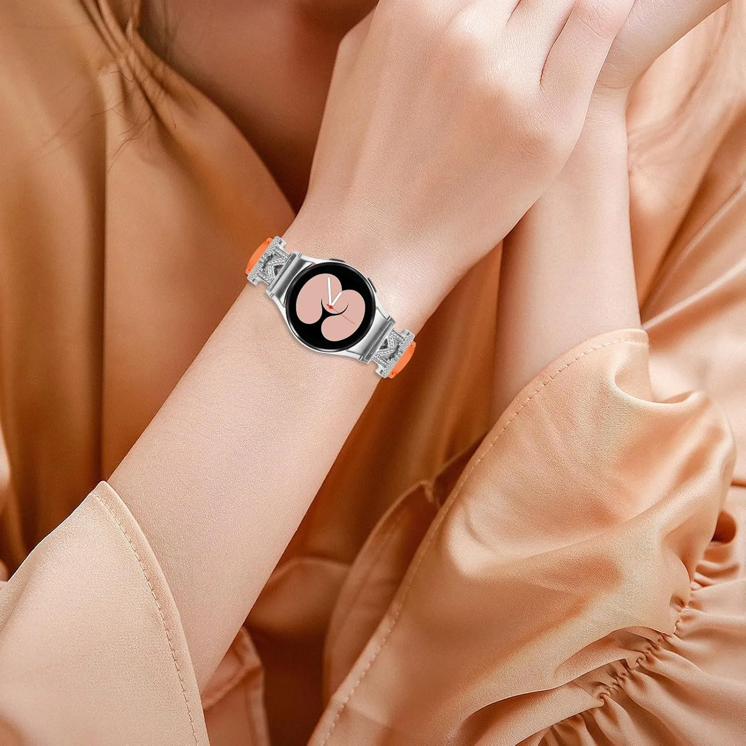 Wrist Strap with Metal granule enhancement subway Buckle for Galaxy Watch 4 Classic 42mm 46mm/Watch 5 Pro 45mm Watchband Compatible With Galaxy watch 5 40 mm 44mm,Adjustable Genuine Leather 