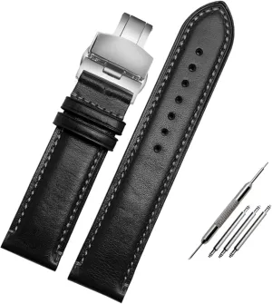 wristband genuine leather strap 23mm blue Watch Band with folding buckle bracelet(Black folding increasingly commuter prehistoric colonization survey gin clasp) For Substitute Citizen AT8020 JY8078 