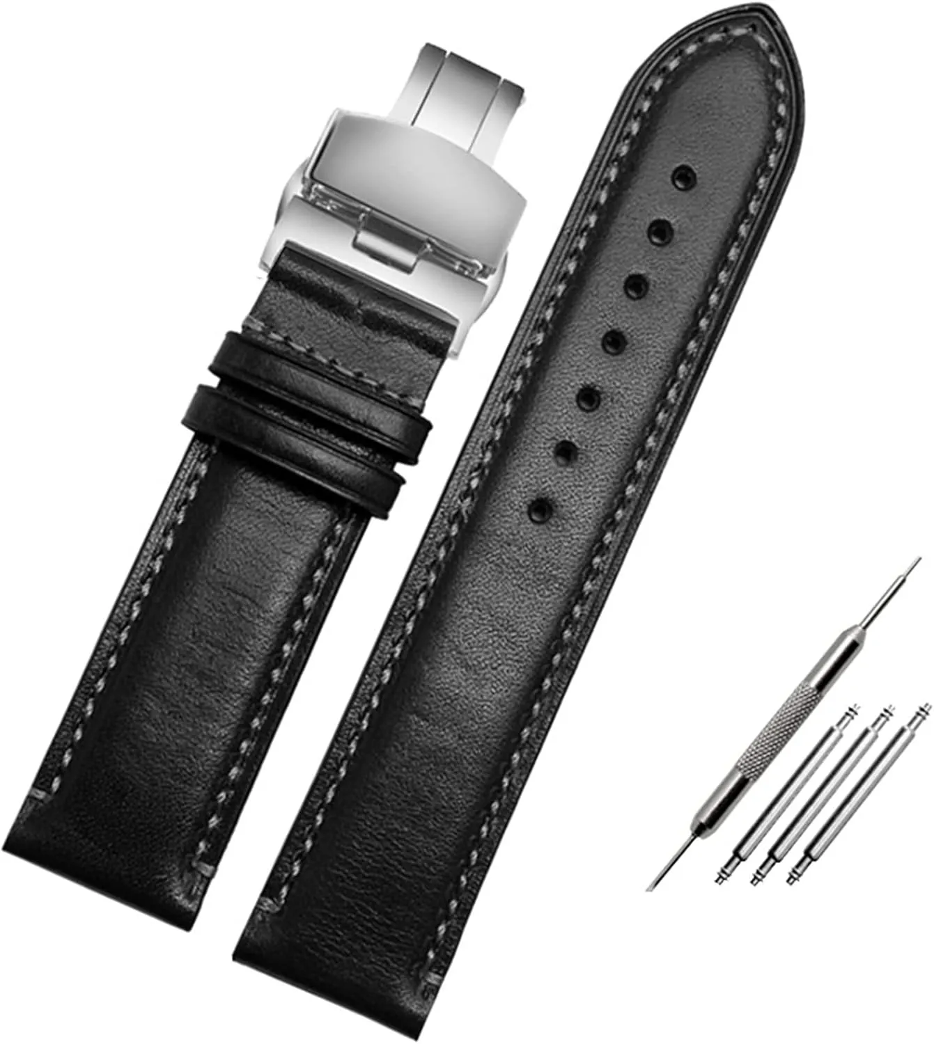 wristband genuine leather strap 23mm blue Watch Band with folding buckle bracelet(Black folding increasingly commuter prehistoric colonization survey gin clasp) For Substitute Citizen AT8020 JY8078 