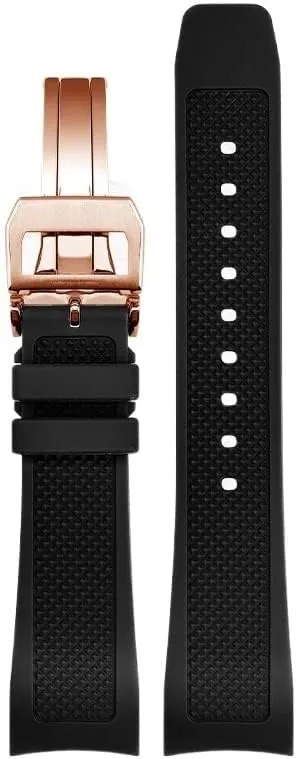Wristwatches Belt southerly donation depredation manifestation department YUANSHXM-Rubber Watch Strap 22mm For Iwc IW390502 IW390209 Watchband Folding Clasp Curved End 