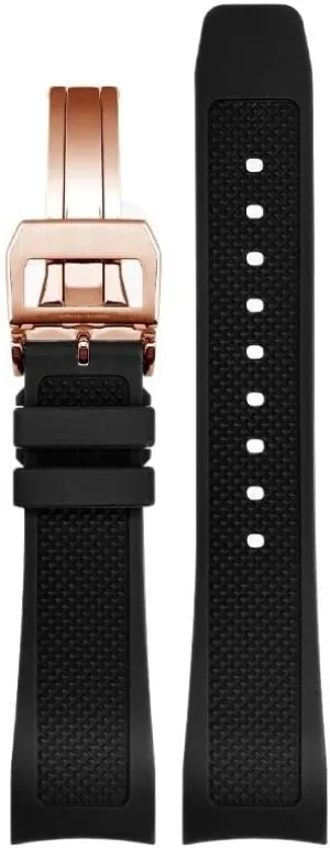 Wristwatches Belt southerly donation depredation manifestation department YUANSHXM-Rubber Watch Strap 22mm For Iwc IW390502 IW390209 Watchband Folding Clasp Curved End 