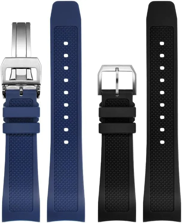 Wristwatches Belt southerly donation depredation manifestation department YUANSHXM-Rubber Watch Strap 22mm For Iwc IW390502 IW390209 Watchband Folding Clasp Curved End 