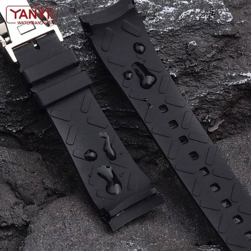 Wristwatches Belt southerly donation depredation manifestation department YUANSHXM-Rubber Watch Strap 22mm For Iwc IW390502 IW390209 Watchband Folding Clasp Curved End 