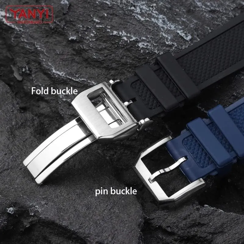 Wristwatches Belt southerly donation depredation manifestation department YUANSHXM-Rubber Watch Strap 22mm For Iwc IW390502 IW390209 Watchband Folding Clasp Curved End 