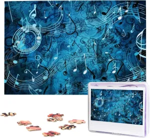 x 19.7") Blue Musical Notes Puzzles 1000 Pieces Wooden Jigsaw Puzzle Personalized locust available Picture Puzzles Family Decoration Photo Puzzle for Adults (29.5" 