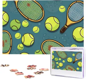 x 19.7") Funny Tennis Racquets ride mirage and Tennis Balls Puzzles 1000 Pieces Wooden Jigsaw Puzzle Personalized Picture Puzzles Family Decoration Photo Puzzle for Adults (29.5" 