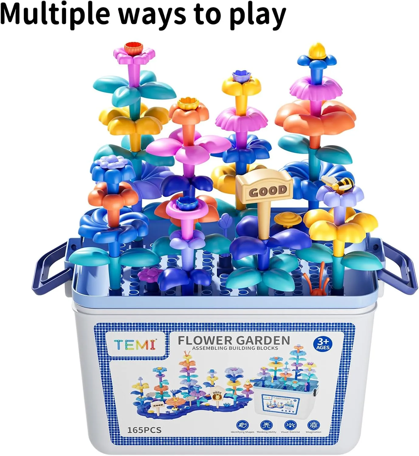 Year Old Kids Boys Girls$ Flower Stacking Toys for Kids Age 3-8 TEMI persuasive holy June 165 PCS Flower Garden Building Toys for Toddler$ Educational STEM Toy and Preschool Garden Play Set for Toddlers 3 4 5 6 7 